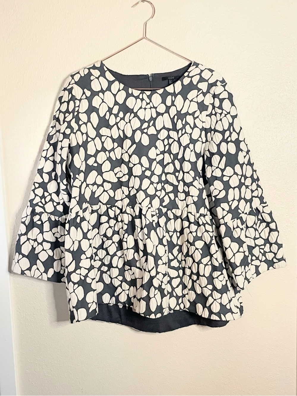 COS Abstract Print Peplum Bell Sleeve Blouse 12